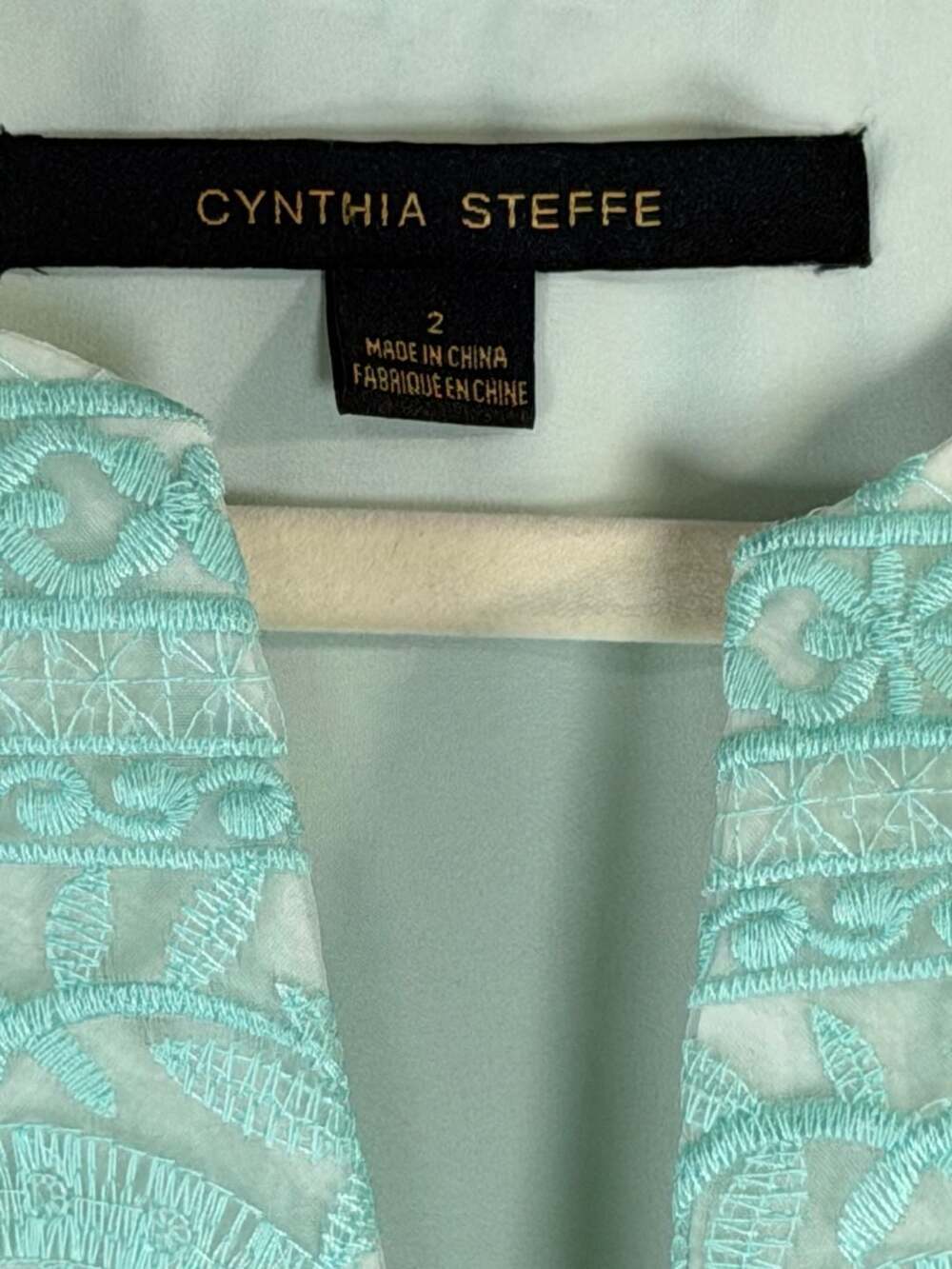 Cynthia Steffe Sea Green Lace Short Sleeve Pleated Fit and Flare Mini Dress - Picture 3 of 8